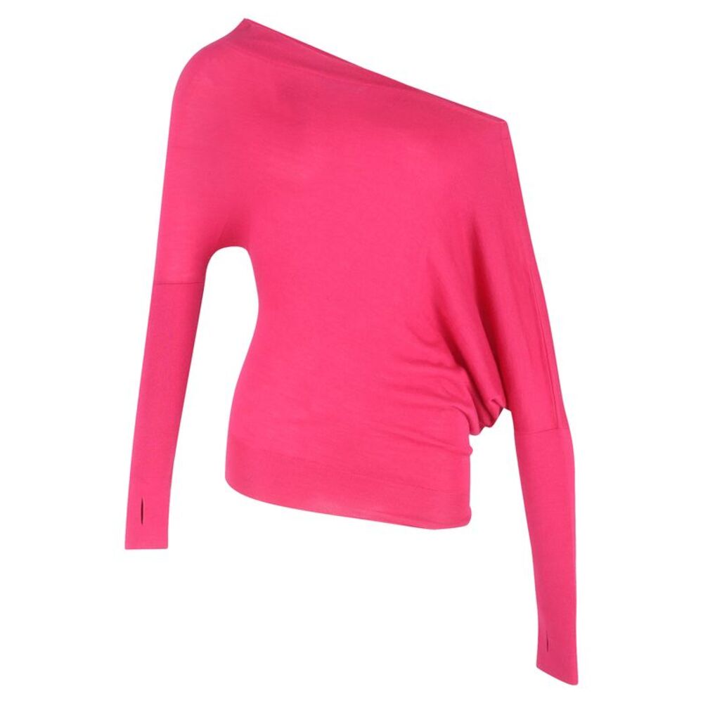 Tom Ford One-Shoulder Asymmetric Sweater in Pink Cashmere